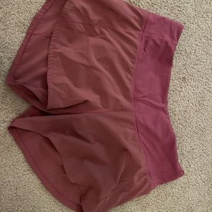 lululemon pink speed up shorts